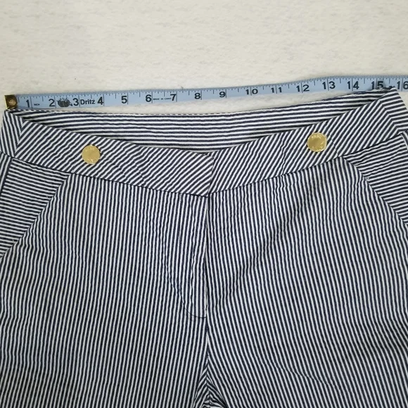 Anne Klein Striped Seersucker Pants Blue / White Women's Size 8 - Picture 15 of 15
